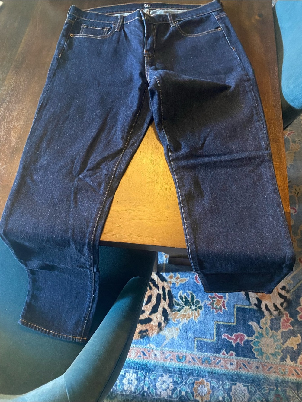 GAP Women's Straight Leg Jeans in Dark Indigo Blue